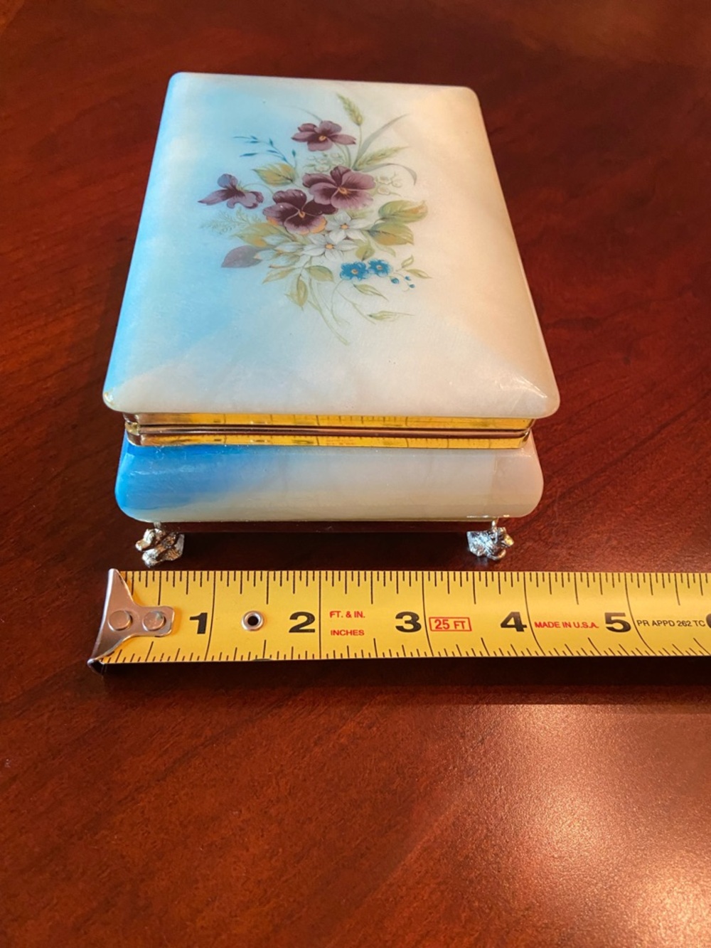 Italian Alabaster Jewelry Box - Picture 3 of 5